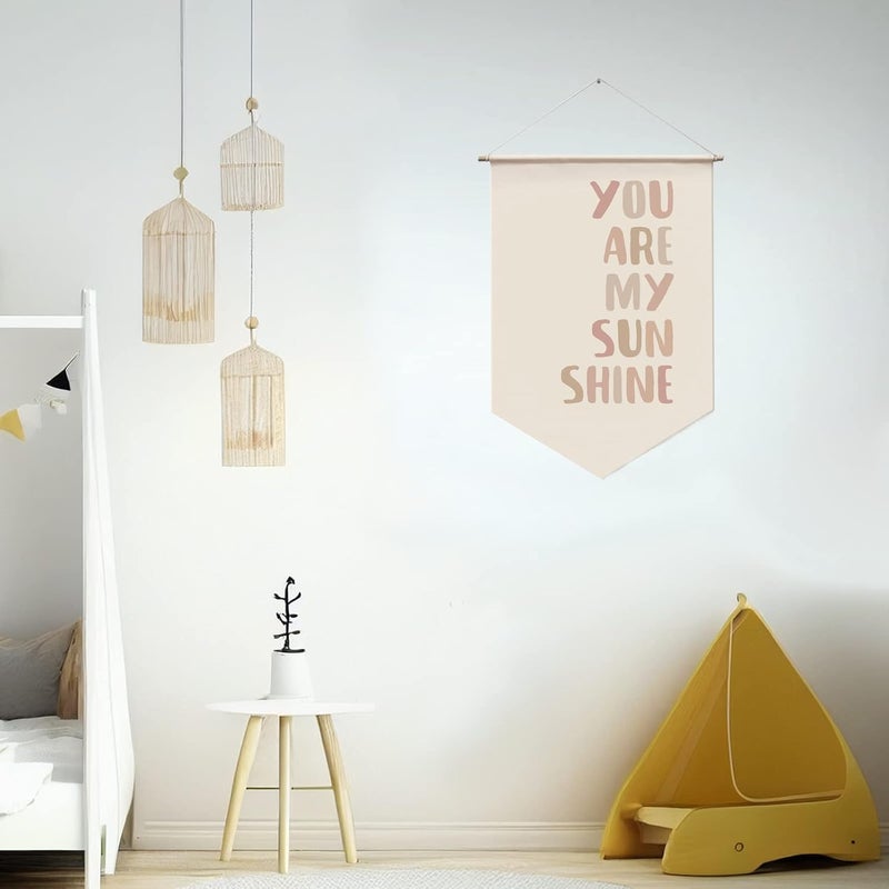 WCDHOR You Are My Sunshine Banner Wall Hanging Boho Banner Decor Kids Room Wall Art Wall Decorations Nursery Wall Decor for Bedroom Boho Nursery Wall Decor - Image 3